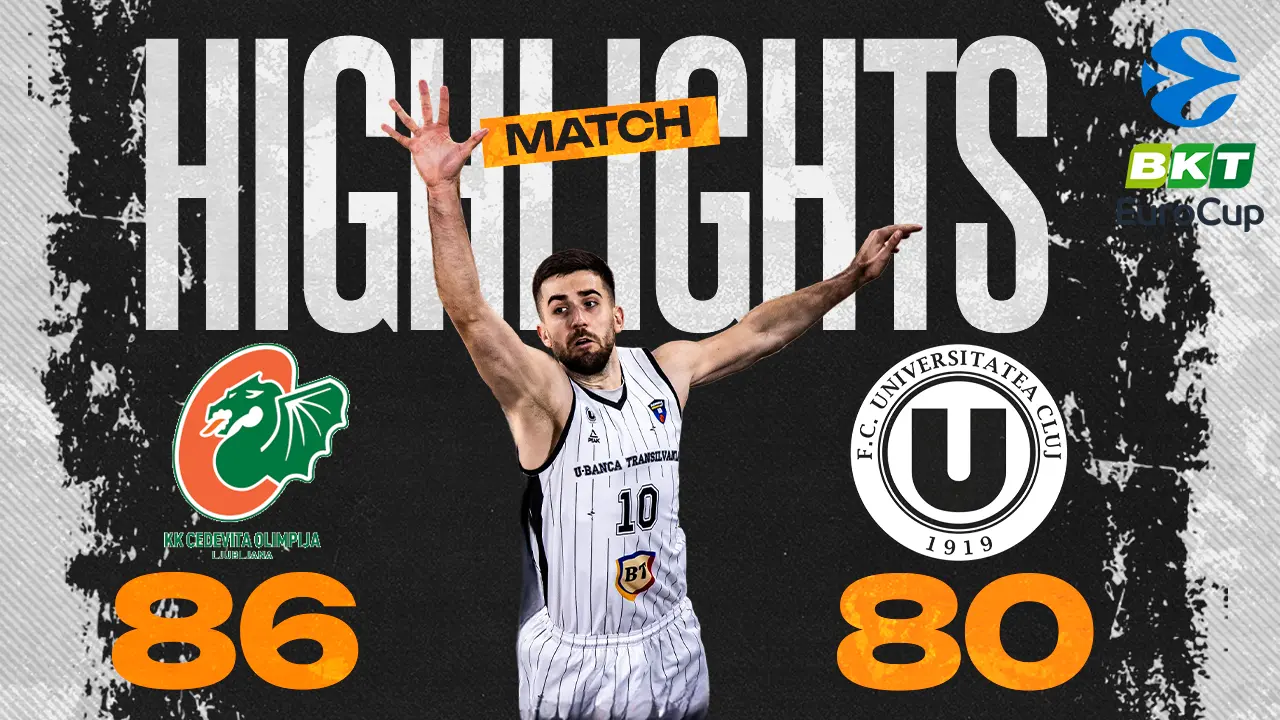 VIDEO: Cedevita Olimpija – U-BT Cluj-Napoca – FULL GAME HIGHLIGHTS