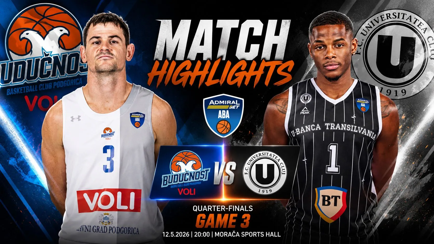 ABA LEAGUE HIGHLIGHTS: Buducnost VOLI – U-BT Cluj-Napoca