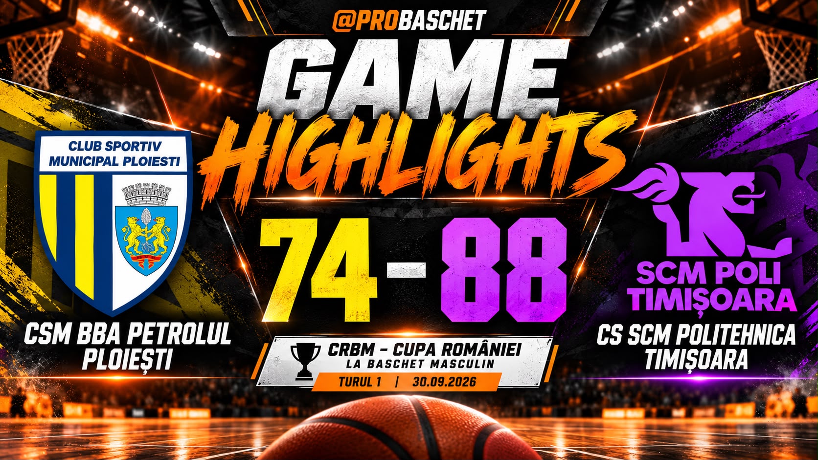 GAME HIGHLIGHTS – CRBM 26/27 : CSM Petrolul Ploiești – SCM Politehnica Timișoara
